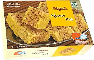 Bhagat's Heera Sweets Mysore Pak sweets Meethai Box | Delicious Sweet Box Delicious Indian Mithai Mouth Melting Crispy Indian Sweets MySore Pak Sweet (200 GM X 1 Pack)