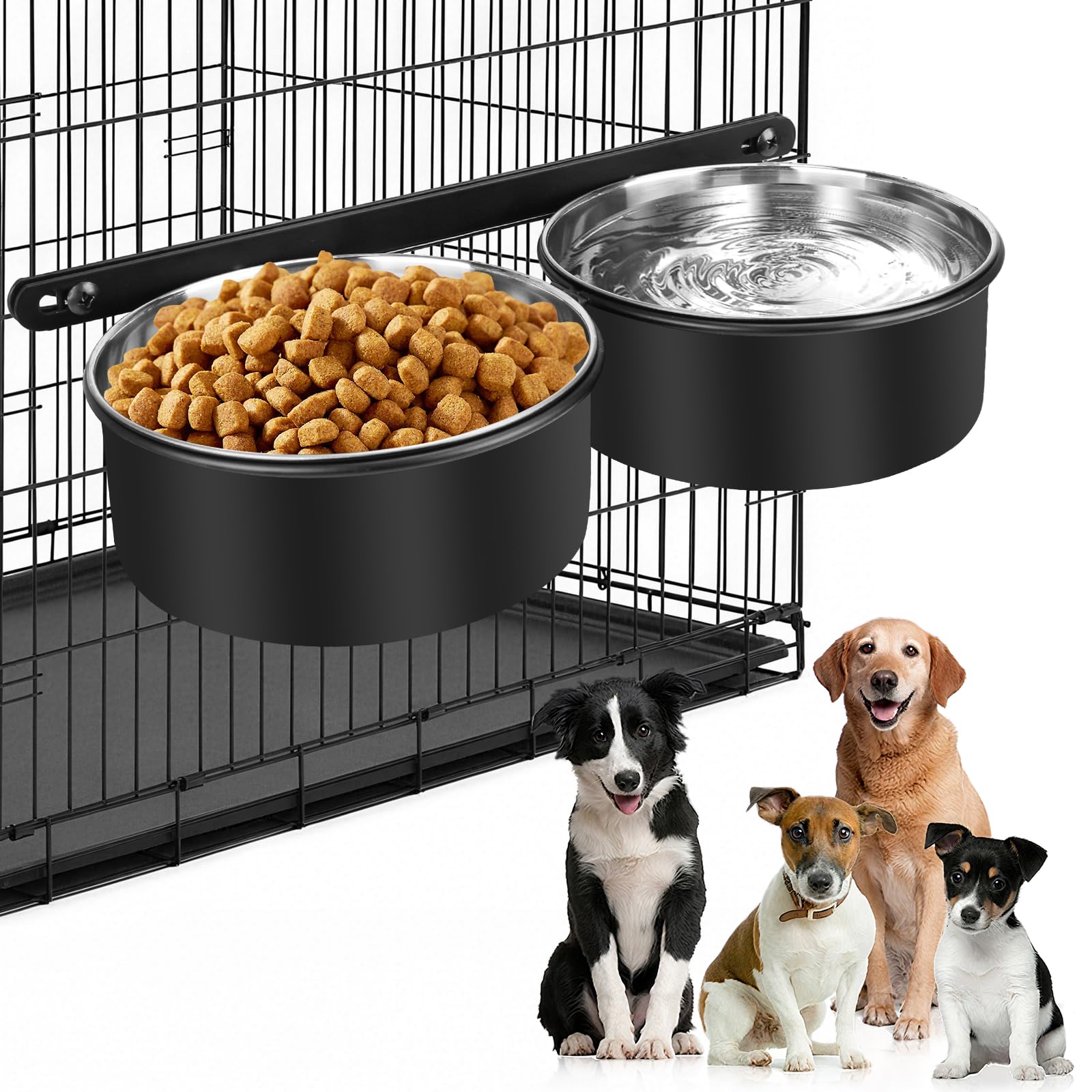 Gamelles à eau pour chien en inox à suspendre (Lot de 2) - Anti-déversement