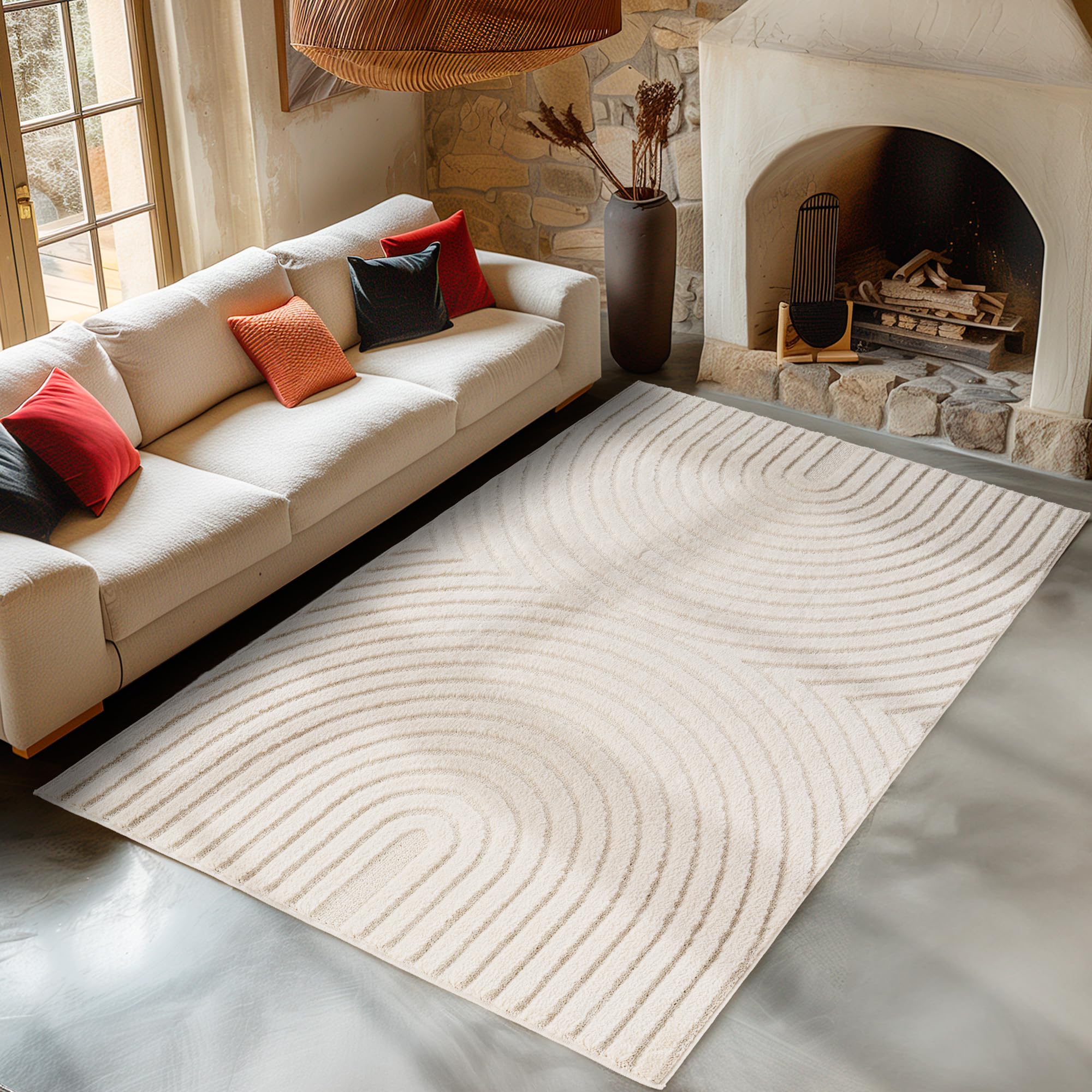 Carpetsale24 Wohnzimmer Teppich Hochflor Skandi Boho Karo Muster Hoch-Tief Struktur Shaggy Langflor Weich Flauschig Strapazierfähig Pflegeleicht Modern für Schlafzimmer