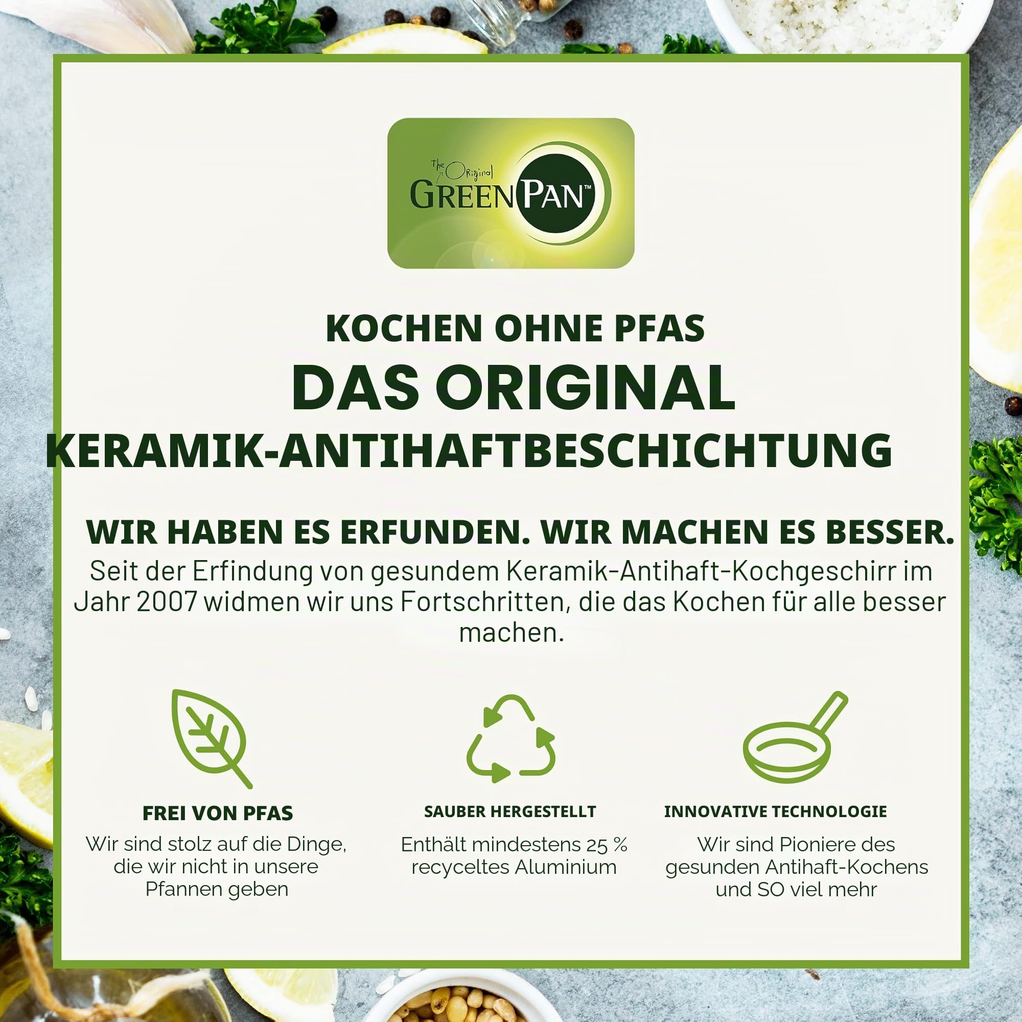GreenPan Torino Gesunde antihaftbeschichtete Keramik 28cm/4,2 Liter Schmorpfanne mit Deckel, PFAS-frei, Induktion, Backofenfest bis 160°C, spülmaschinenfest, Schwarz