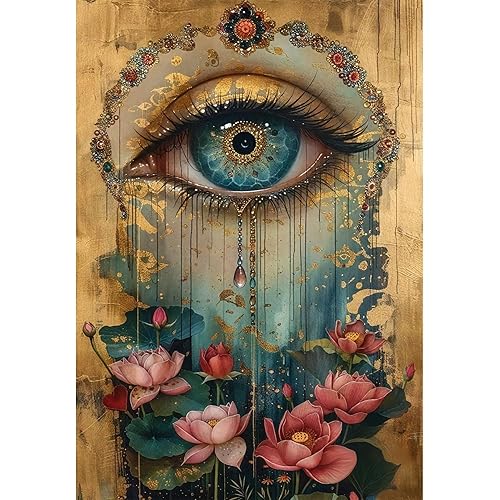 xcemhil Paint by Numbers Kit for Adults Eye, Paint by Number Eye and Lotus, Paint by Numbers Kits for Adults Beginner for Gift and Home Wall Decor 16x20 Inch