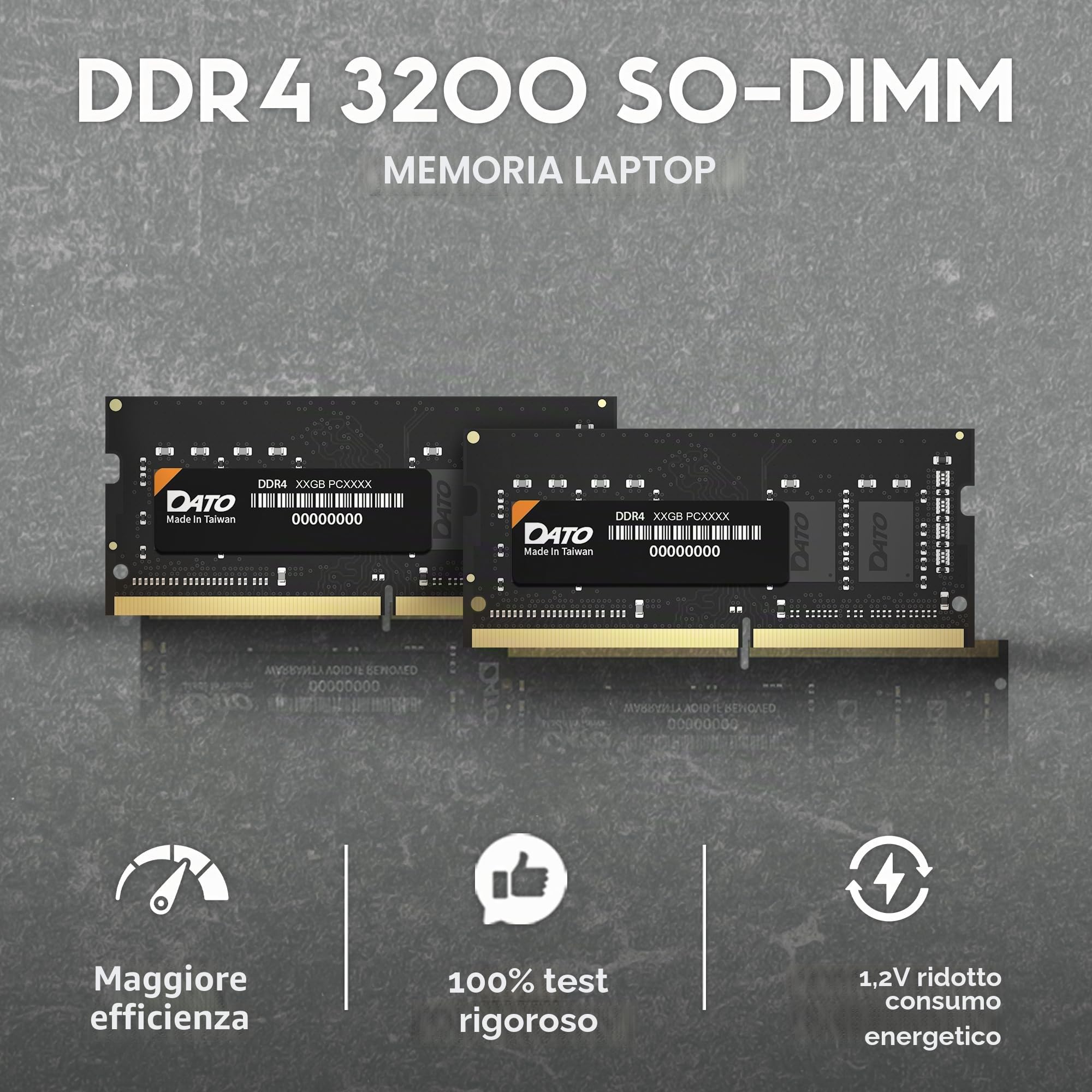 DATO Modulo di memoria RAM da 16 GB DDR4 3200 MHz PC4-25600 CL22 SODIMM 1,2 V 260 pin Non-ECC SO-DIMM per computer portatile notebook