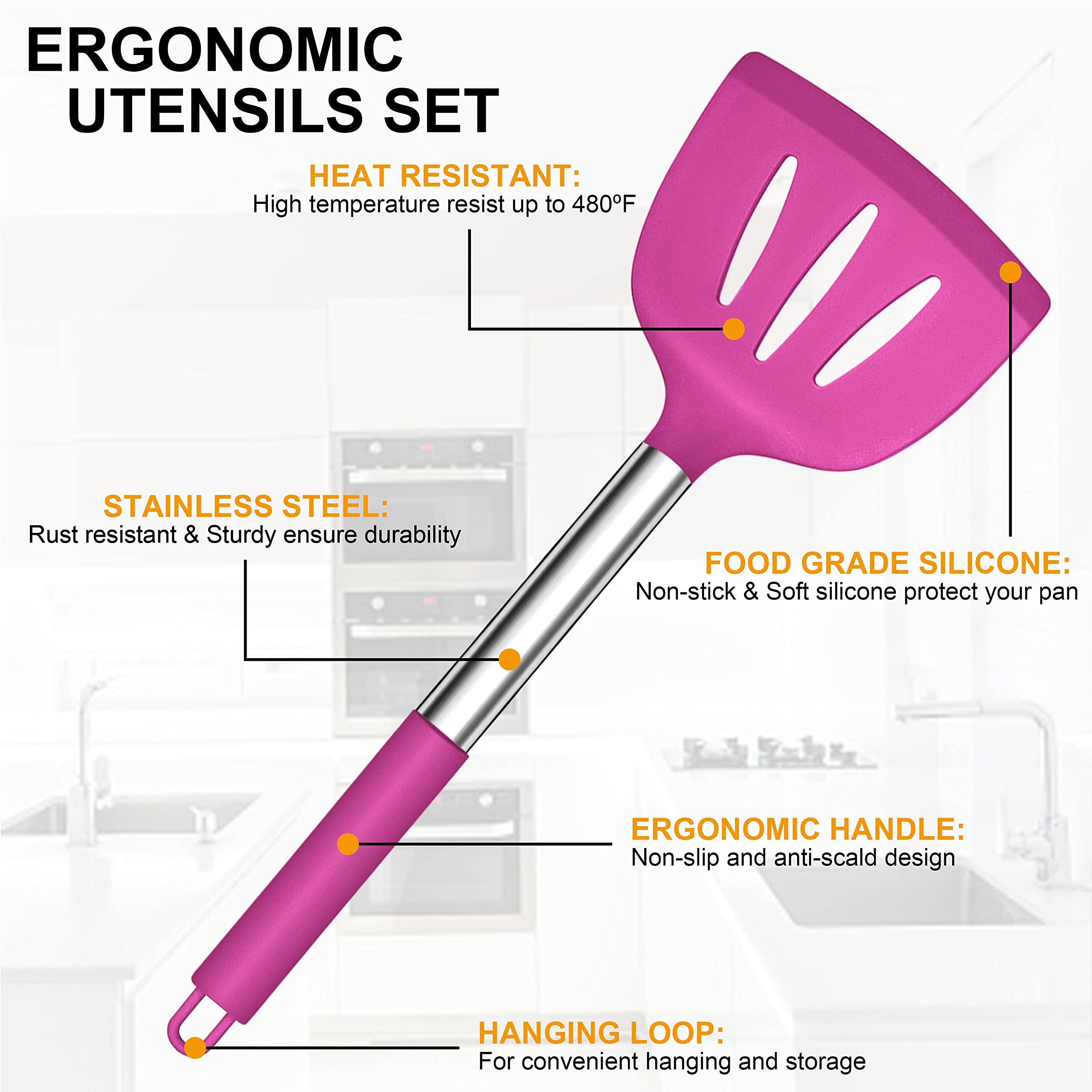 Set di utensili da cucina in silicone da 12 pezzi Italia