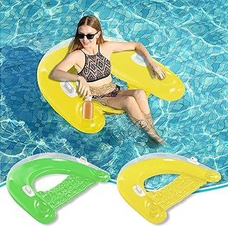 Inflatable Pool Float Chair, 1 Pack or 2 Pack Floating Pool Chair Lounge Floats for Swimming Pool Water Chair Pool Lounger with Cup Holder Pool Toy Party Floaties for Adults
