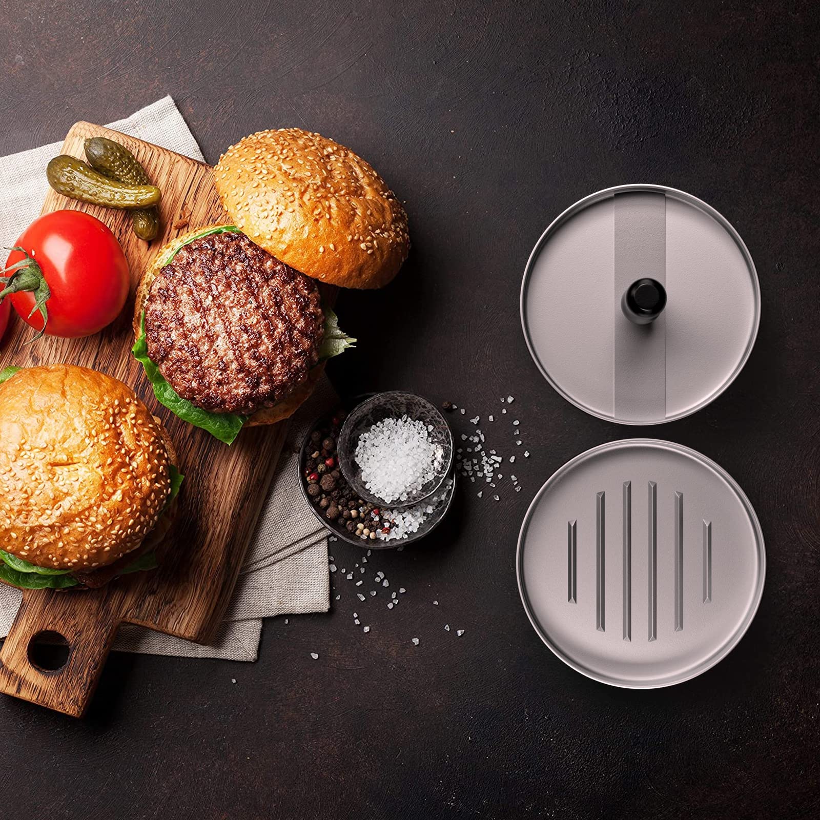 Nowyaner Burger Press, Aluminium Cast, Delicious Hamburgers i Patties, Non-Stick Coating