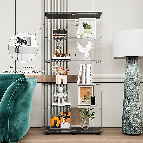 Miniatura 24 de Curio - Vitrina de cristal para coleccionables, con 4 estantes de exhibición, 64.2 pies de alto x 16.9 pulgadas de largo x 14.6 pulgadas de ancho,