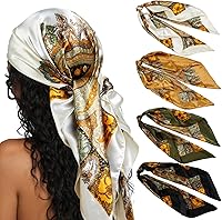 AKTVSHOW 4-Pack Silk-Like Square Head Scarves for Women, 35 Inch Soft Hair Wraps & Bandanas