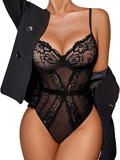 Women Lingerie Bodysuit Lace Teddy Snap Crotch One Piece Underwire Babydoll