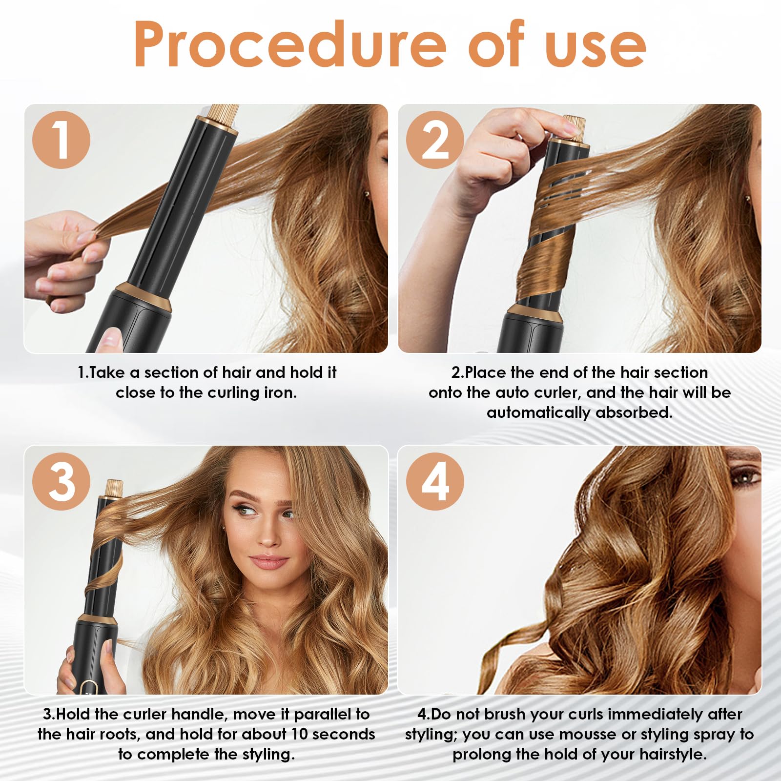 5-in-1 Heißluftstyler Set, Heißluftstyler mit Automatischem Lockenstab & Föhn, Automatischer Airstyler mit Ionen-Technologie für Volumen & Glanz, 3 Temperaturen mit LCD für alle Haartypen