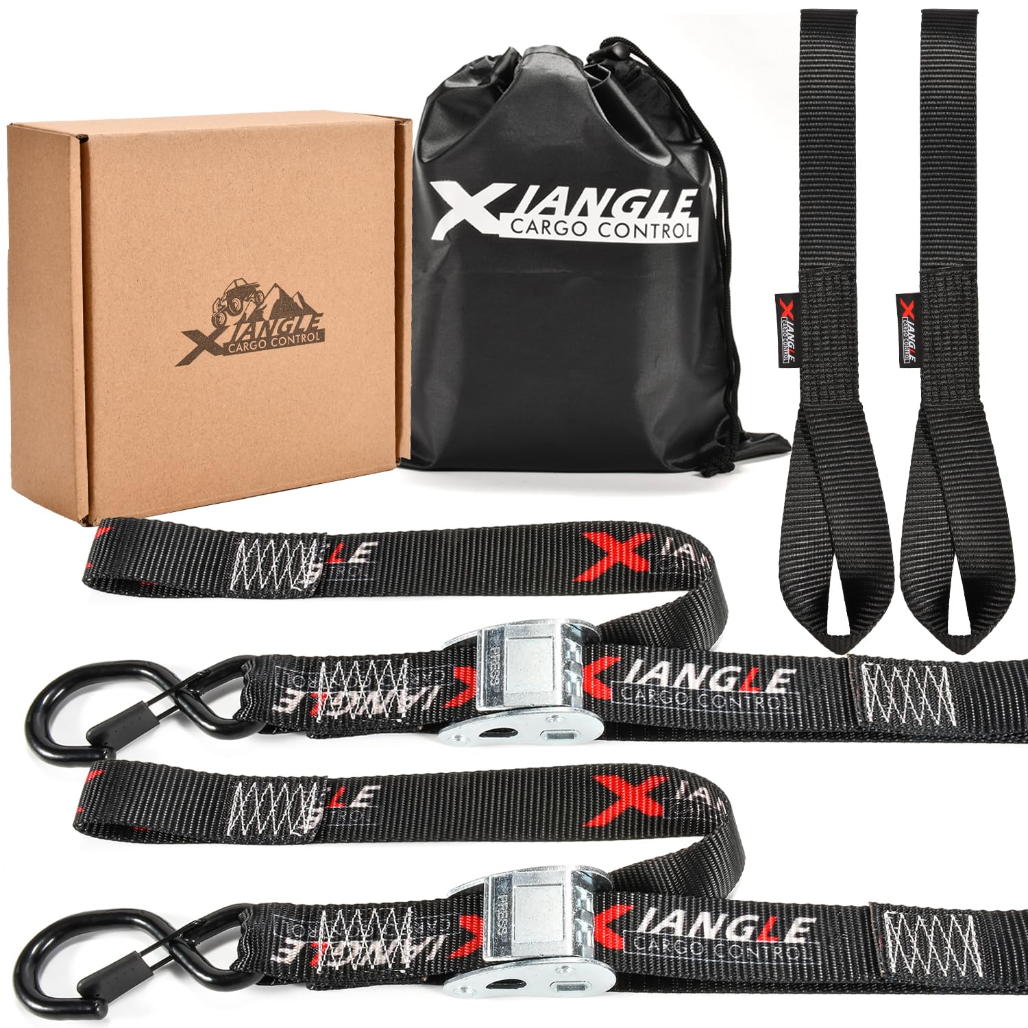 Motorcycle Tie Down Straps - 1.5in 6ft, Cam Buckle Tie Down Straps with Soft Loops, 3300lbs Break Strength, Perfect for Motorcycle, ATV and UTV Transport - 2 Pack