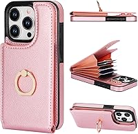 Vista 14 de Folosu Funda compatible con iPhone 15 Pro con soporte para tarjetas, rotación de 360°, soporte de anillo de dedo con función atril, bloqueo RFID