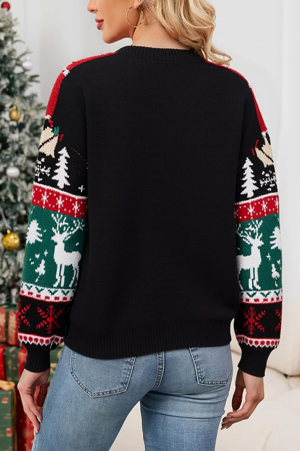 Cakulo Womens Funny Ugly Christmas Sweater Oversized Chunky Batwing Long Sleeve Crewneck Pullover Sweaters 2025