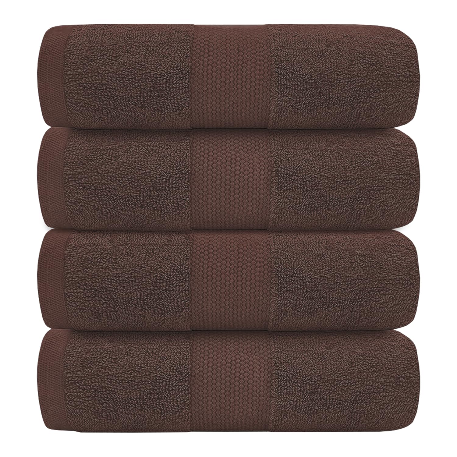 HFT Bath Towels Set Pack of 4 - Premium Quality 100% Cotton Highly Absorbent and Quick Dry - Super Soft Towel for Hotel & Spa Bath Towel (70 x 120 cm) (Chocolate)