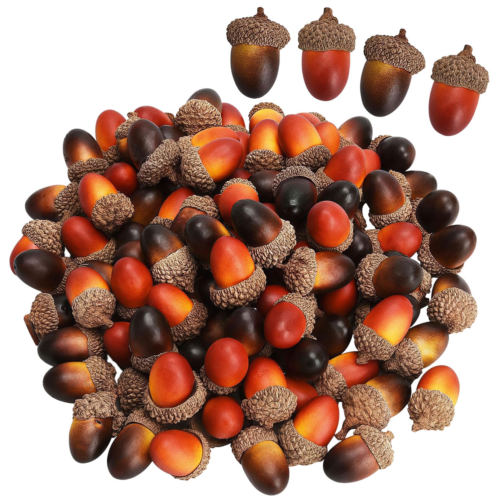 ATBEAMEN 50Pcs Artificial Acorns, Mixed Colour Fake Acorn Decorations for Autumn Crafts, Wreath Making, Bowl and Vase Filler, Halloween Table and Woodland Decor