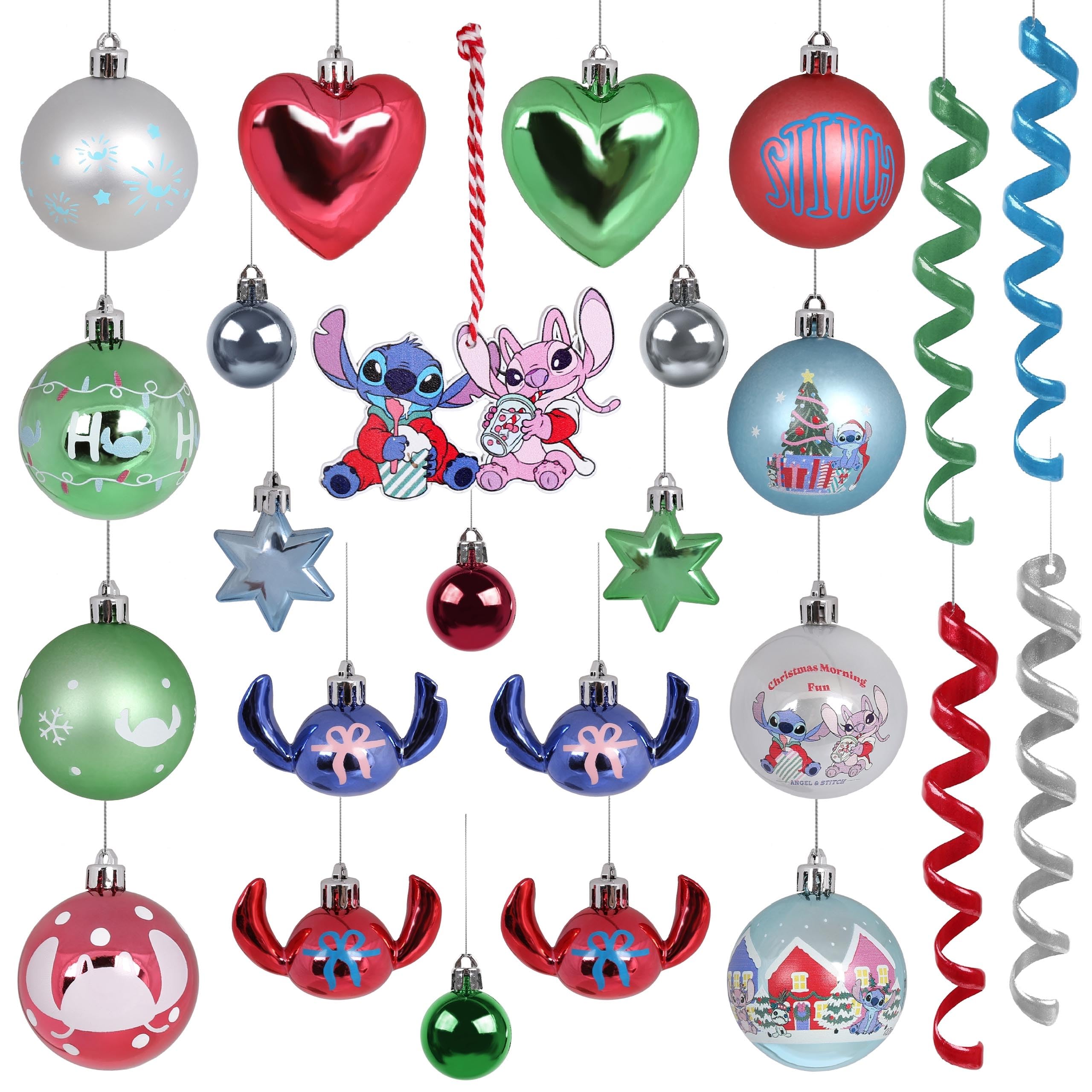 Disney Stitch Angel Weihnachtskugeln aus Kunststoff, 25er-Set(E)