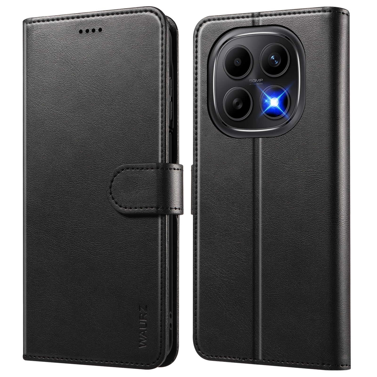 Cover per Xiaomi Redmi Note 15 4G/5G, Custodia in Pelle a Libro con Portafoglio Porta Carte Magnetica Supporto Cuoio Flip Case Cover Libretto Antiurto,Nero