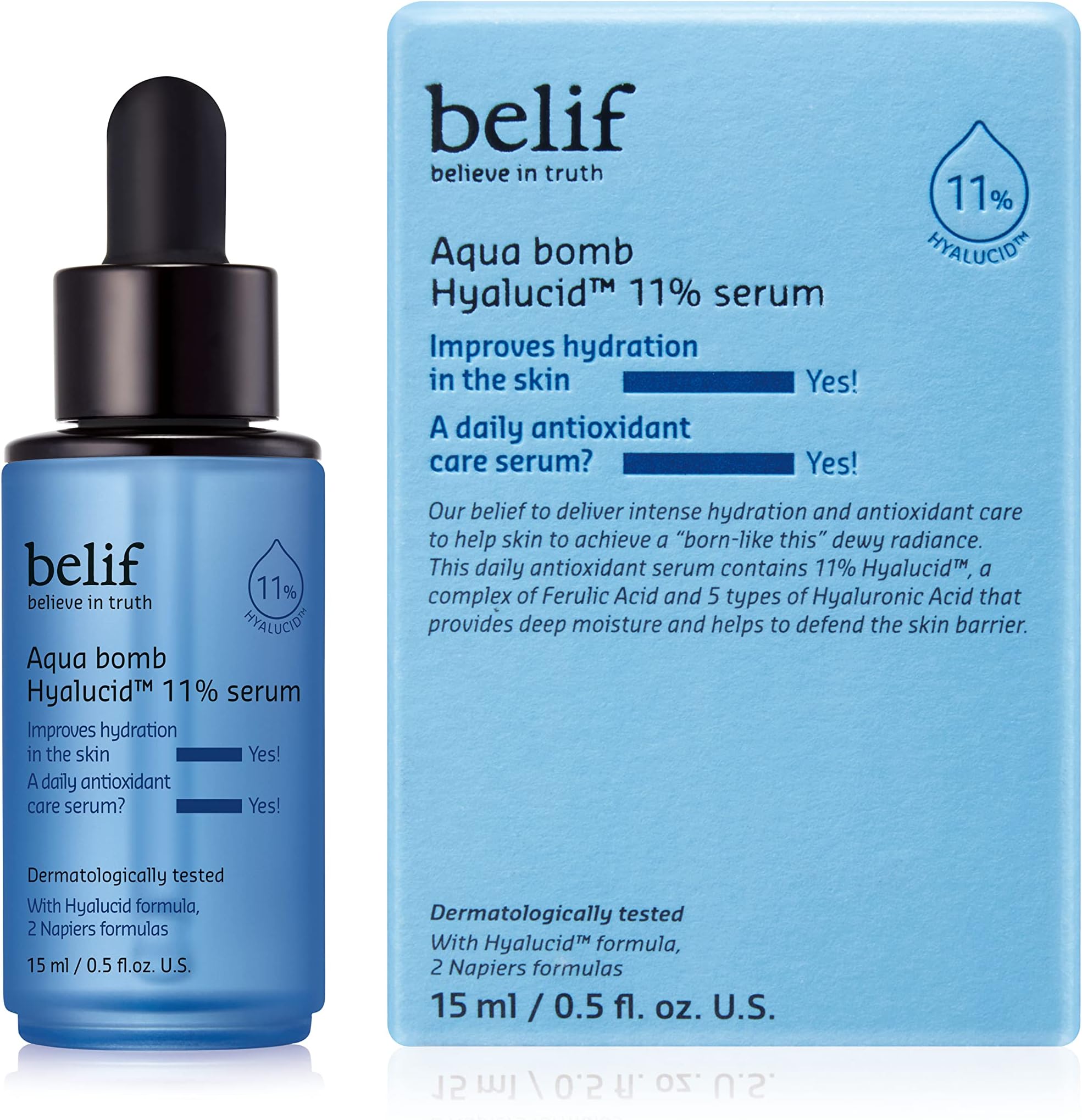 Aqua Bomb Hyalucid™ 11% Plumping Serum – Deep Hydration with 5 Types of Hyaluronic Acid, Aloe Vera & Moisture-Binders, Lightweight Skin Booster, Korean Skincare (0.5 fl.oz.)
