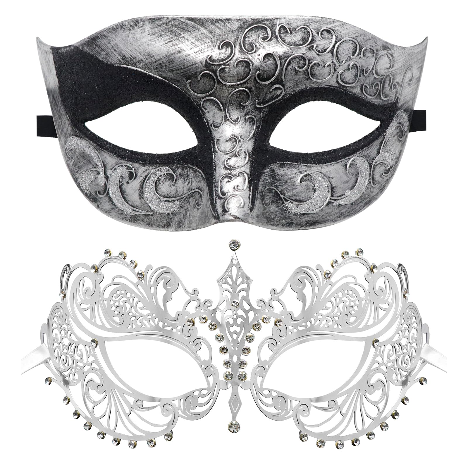 Coddsmz Couple Mask Half Venetian Masquerade Ball Mask Mardi Gras Mask Christmas Cosplay Costume Halloween Party Mask 2 Pack, Color 11, Medium โ image 1