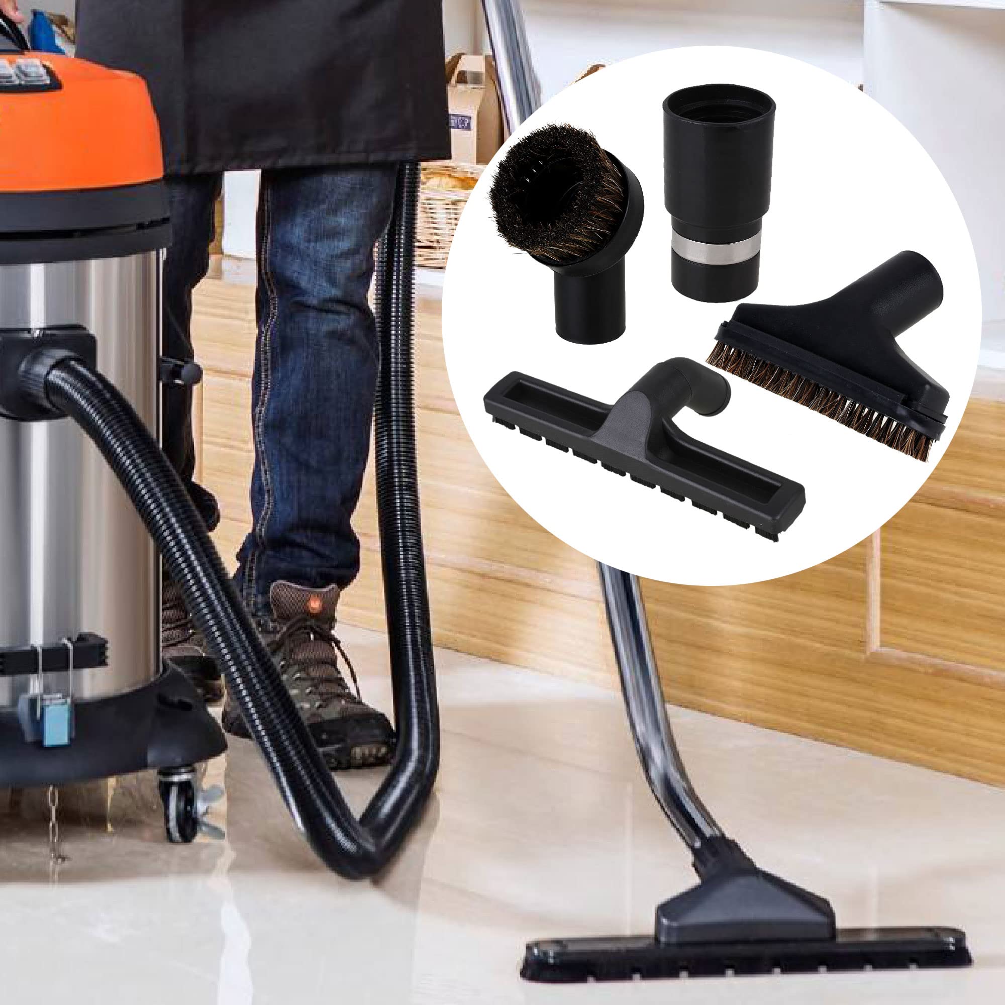Cepillo de vacío redondo de 32 mm de diámetro interior y adaptadores de manguera con cepillo cuadrado y kit de fijación al vacío