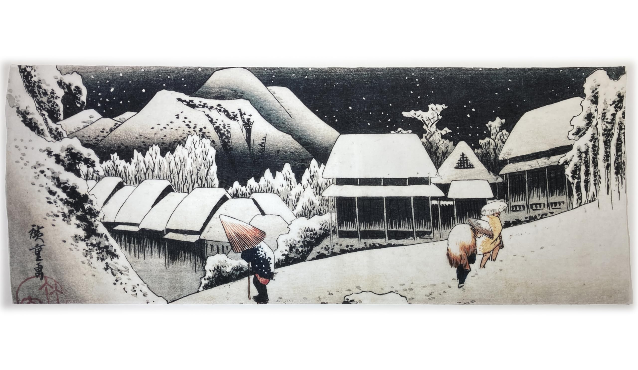 Amazon｜歌川広重 蒲原 夜之雪 古今東西 浮世絵 手ぬぐい サイズ 約