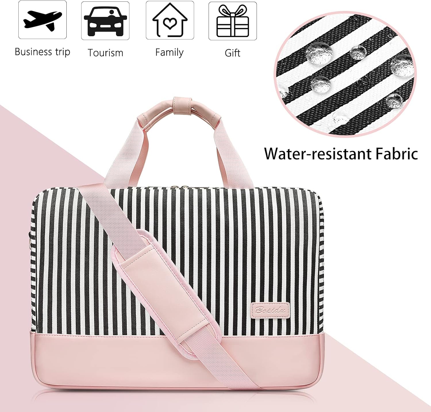 Laptop Bag for Women Computer Bags 15.6 Inch Laptop Case,Water Resistant Canvas Women Briefcase for Work,Business,Travel (Pink) - Image 7
