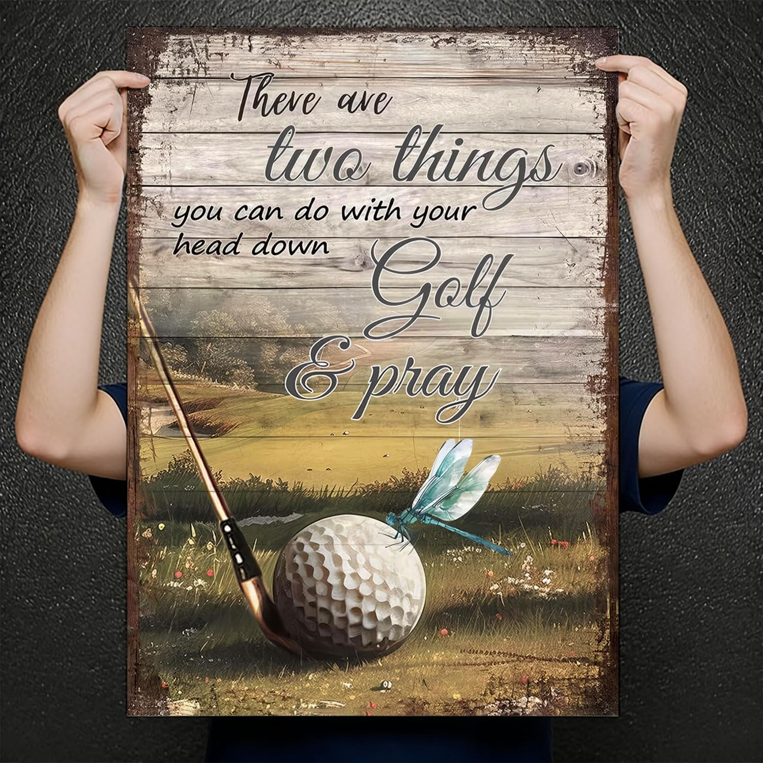 Golf And Pray Inspirational Framed Canvas Poster Wall Art Christian Golf Print Decor for Office Club Home(Framed-04,12X18inch) - Image 3