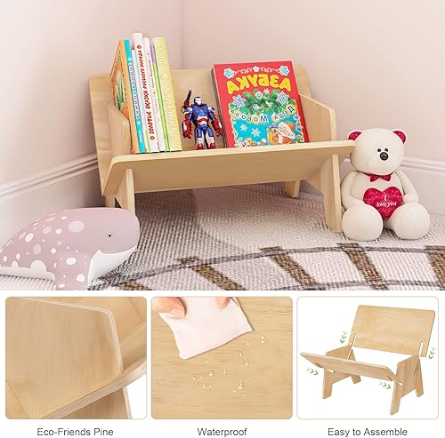 Miniatura 5 de RekRang Wooden Tabletop Bookshelf Titled Desktop Bookshelf Cookbook Shelf,Small Bookcases for Magazine Books CDs,Book Rack Desk Book Organizer in