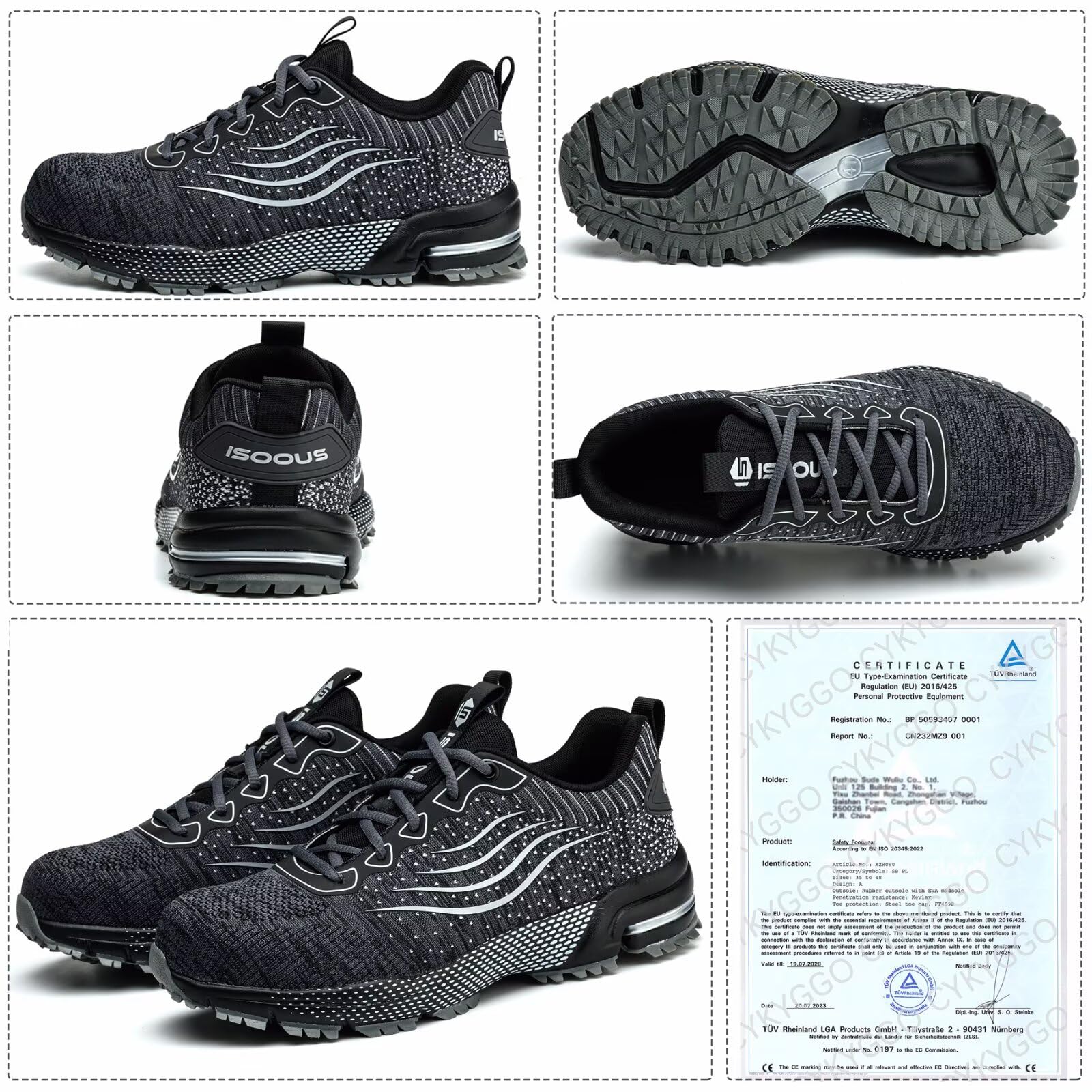 Scarpe Antinfortunistiche Uomo Scarpe da Lavoro Donna Leggere con Punta in Acciaio Traspiranti Scarpe Sicurezza Comode