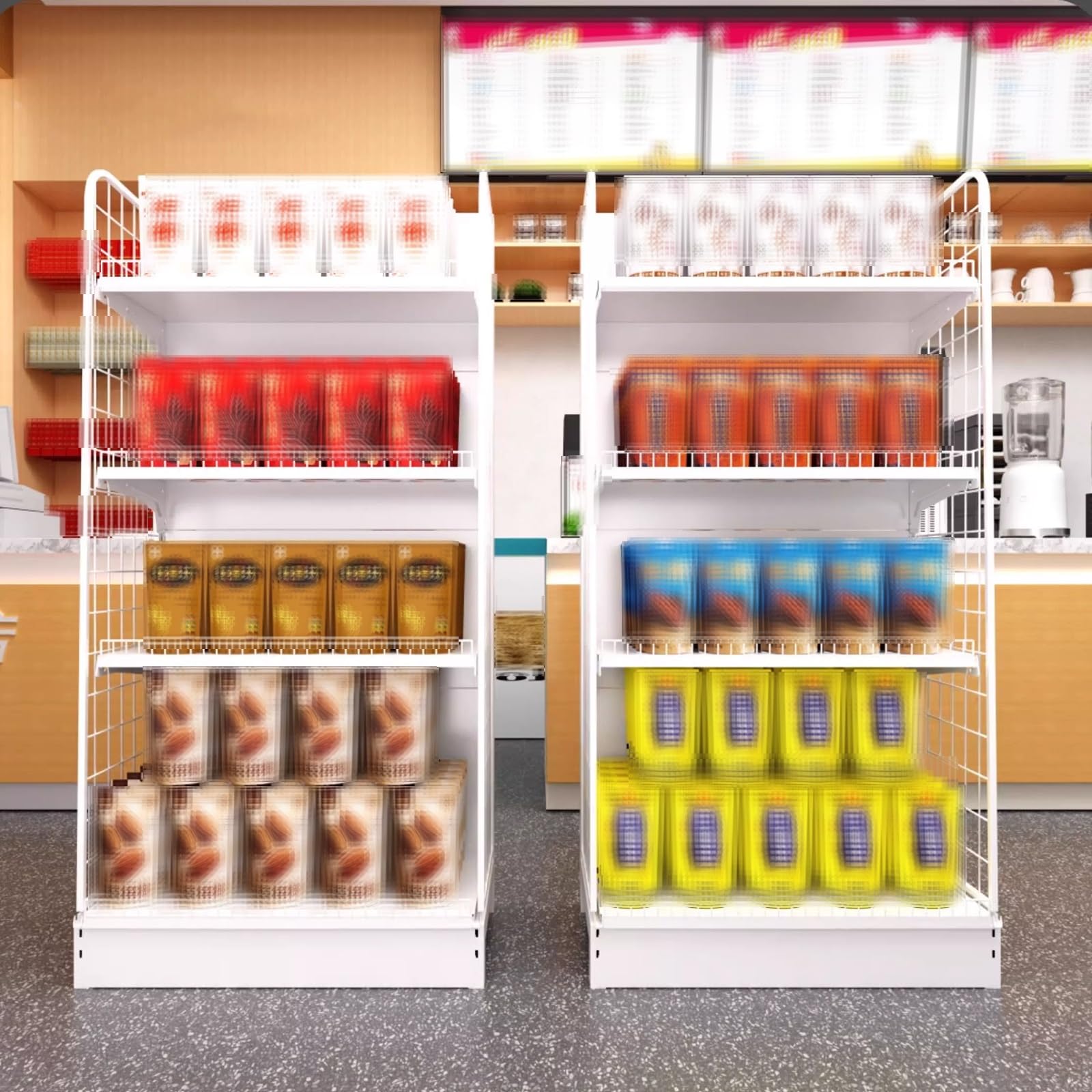 Regał Magazynowy Stal Walcowana na Zimno Regały do ​​supermarketów Regulowana Wysokość Półki Wysoka Nośność Oszczędność Miejsca Regały do ​​sklepów Detalicznych do Sklepów, Supermarketów(Black)
