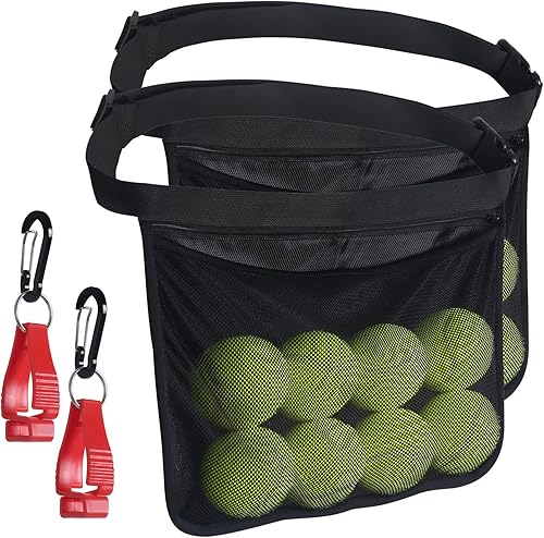 Miniatura 2 de Vefungyan Tenedor de pickleball Wasit Pouch 2 unids Tennis Wasit Ball Band con gancho colgante para accesorio de pickleball bolsa de cadera de malla