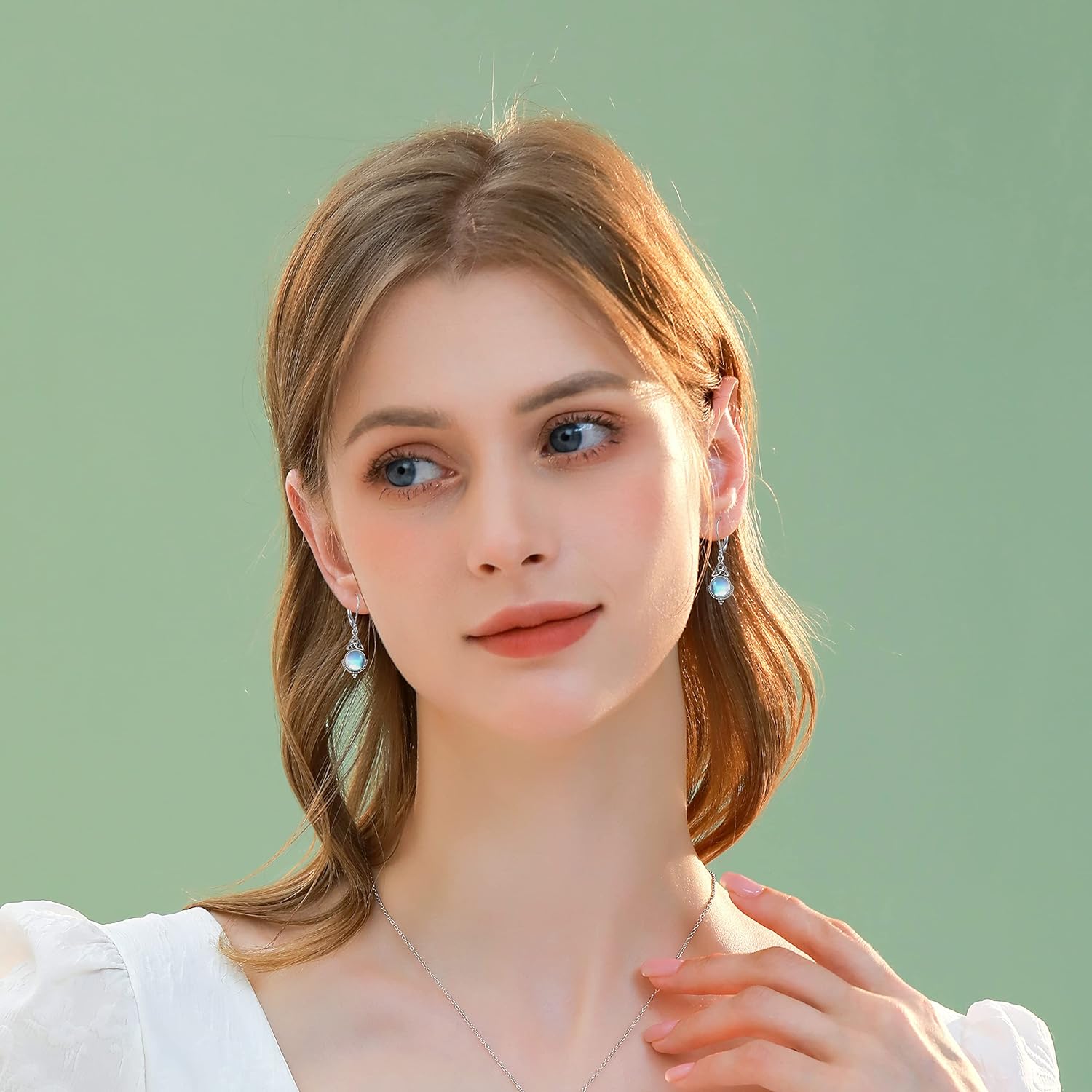 Celtic Knot Irish Moonstone Dangle Earrings 925 Sterling Silver Trinity Knot Drop Earring Leverback Moonstone Jewelry for Women - Image 3