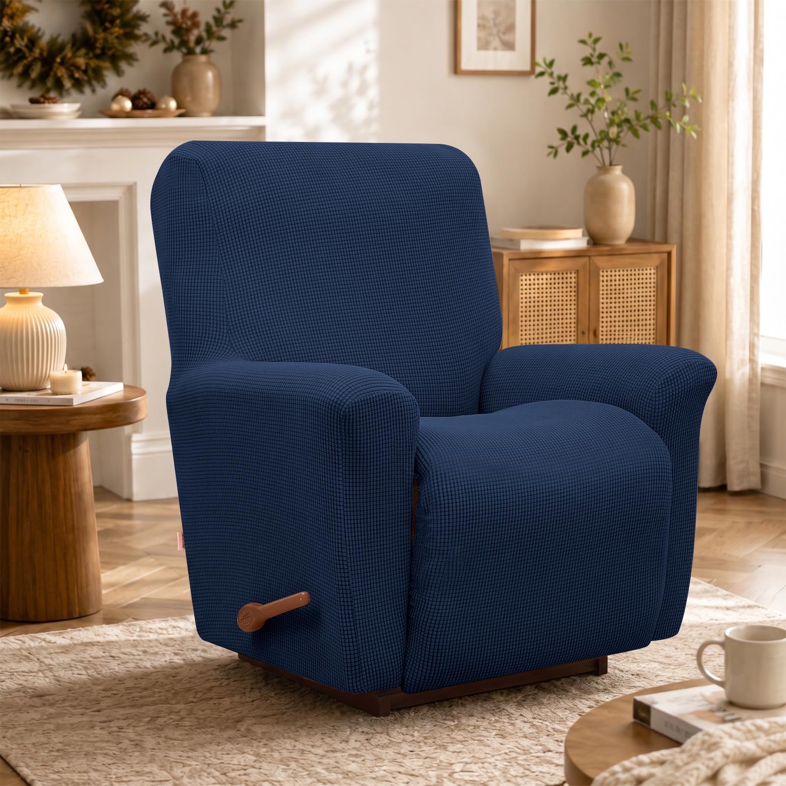KEKUOU Housse de canapé inclinable 1 pièce – Housse de canapé Extensible – Protection de Meubles avec élastique en Bas – pour Enfants, Animaux domestiques – Tissu Jacquard à Petits Carreaux