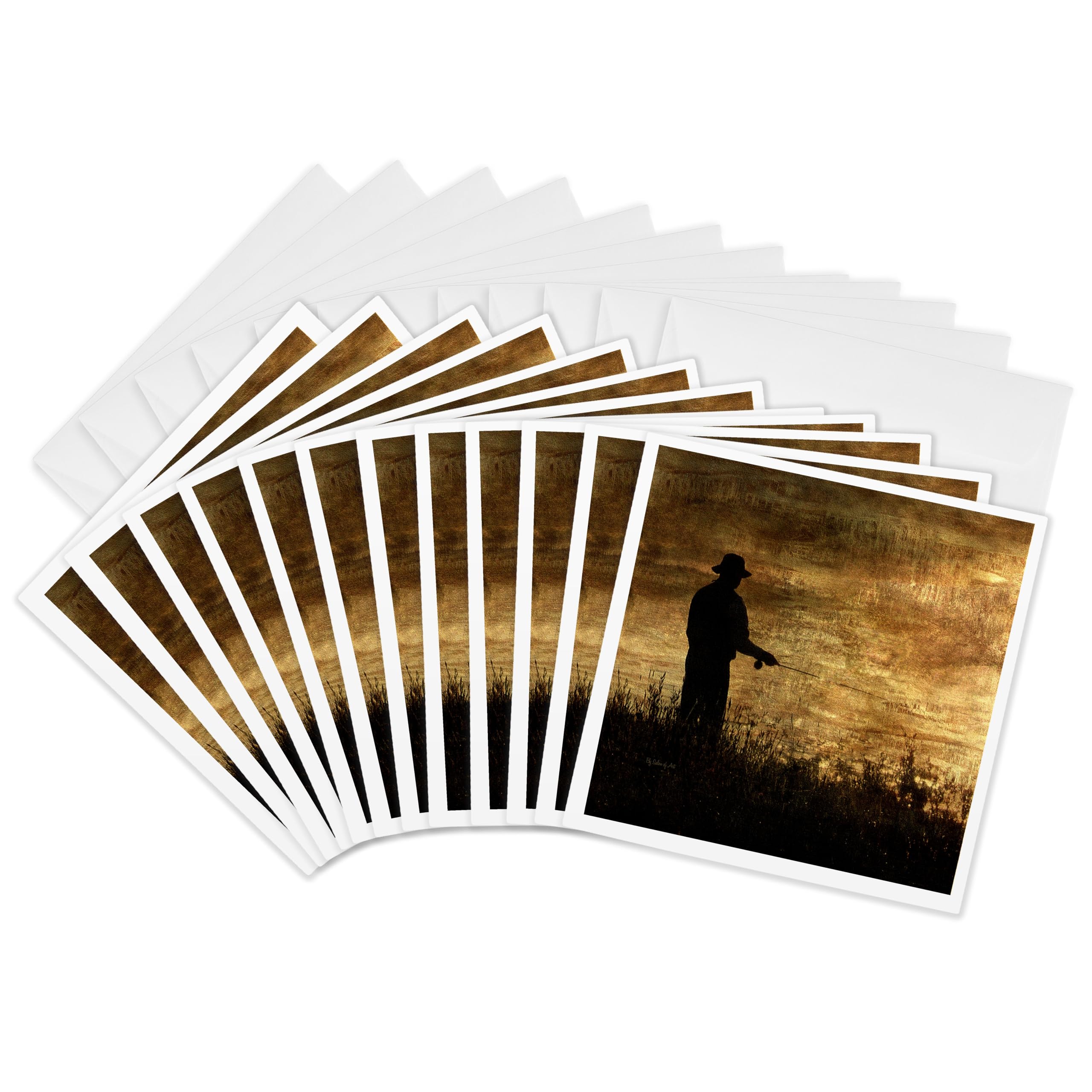 3dRose gc_21800_2 6 x 6-Inch "A Day of Fishing" Greeting Card (Pack of 12)