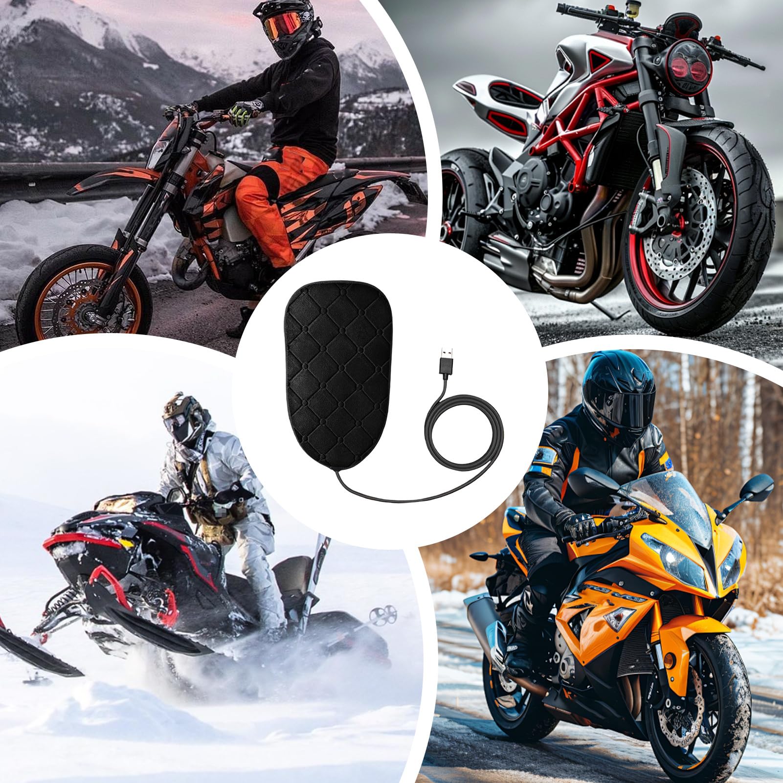 Motorcycle Heated Seat Pad – 7W USB Electric Warming Cushion For