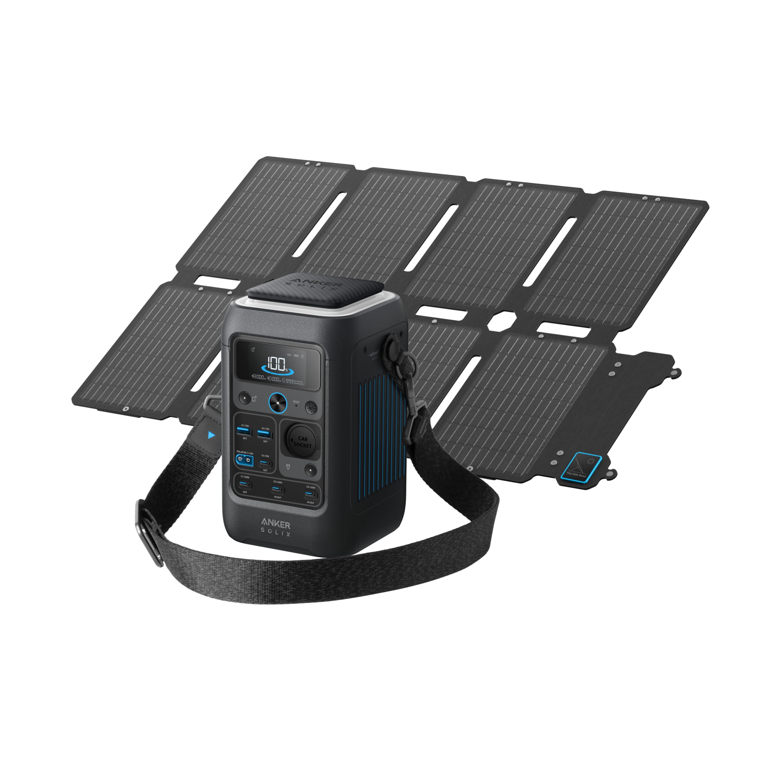 Anker SOLIX C300X DC Tragbare Powerstation mit 100W Solarpanel | 288Wh LiFePO4-Akku, 300W Solargenerator, für Outdoor, Camping, Reisen und Notfälle