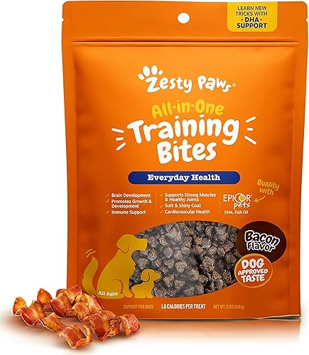 Zesty Paws Golosinas de entrenamiento para perros y cachorros - Salud de la cadera, las articulaciones y los músculos - Apoyo inmunológico,