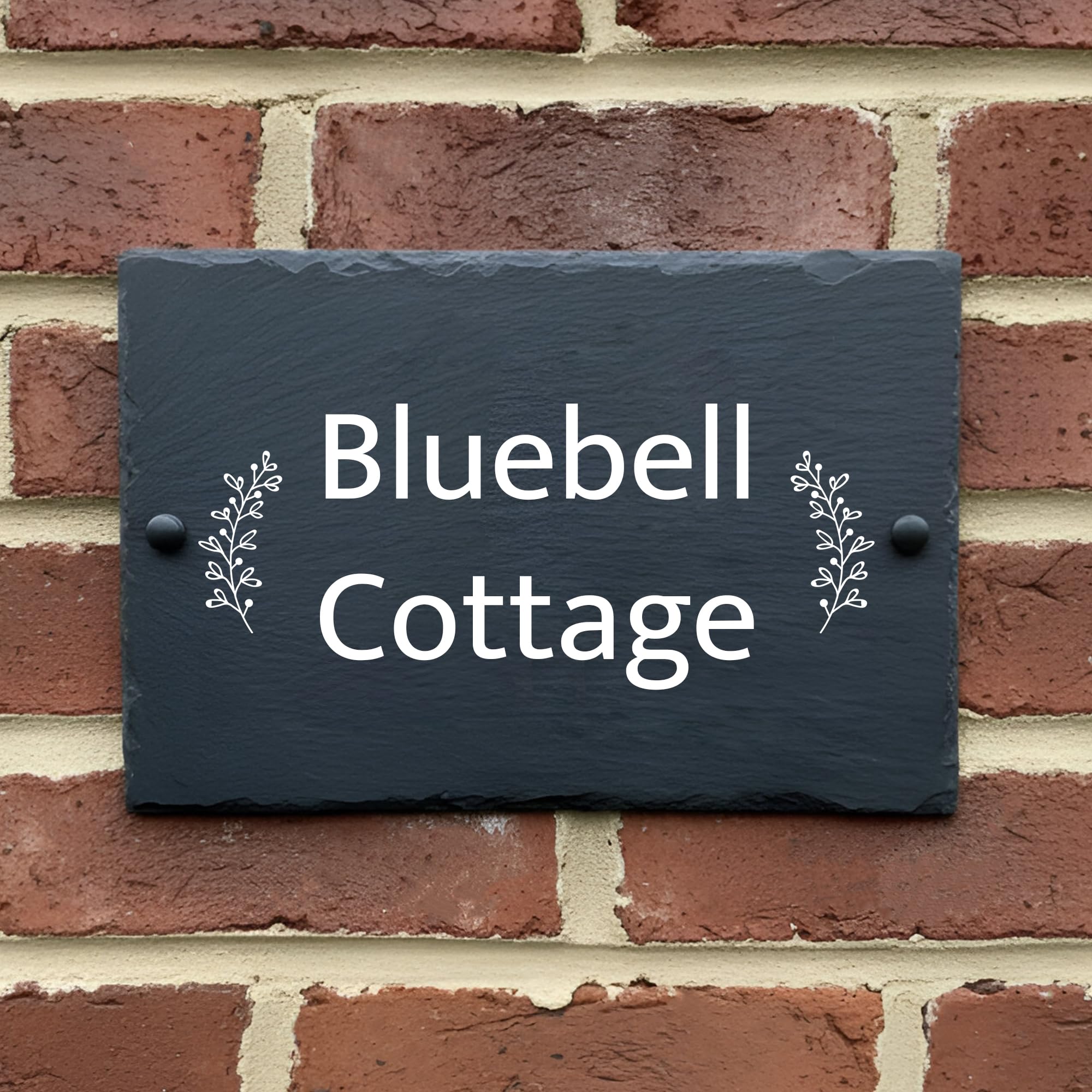 Rustic Slate House Sign - Custom House number plaques with Natural Farmhouse Design- Includes Screws & Fixings - Ideal for Home, Office (Design 3, Large)