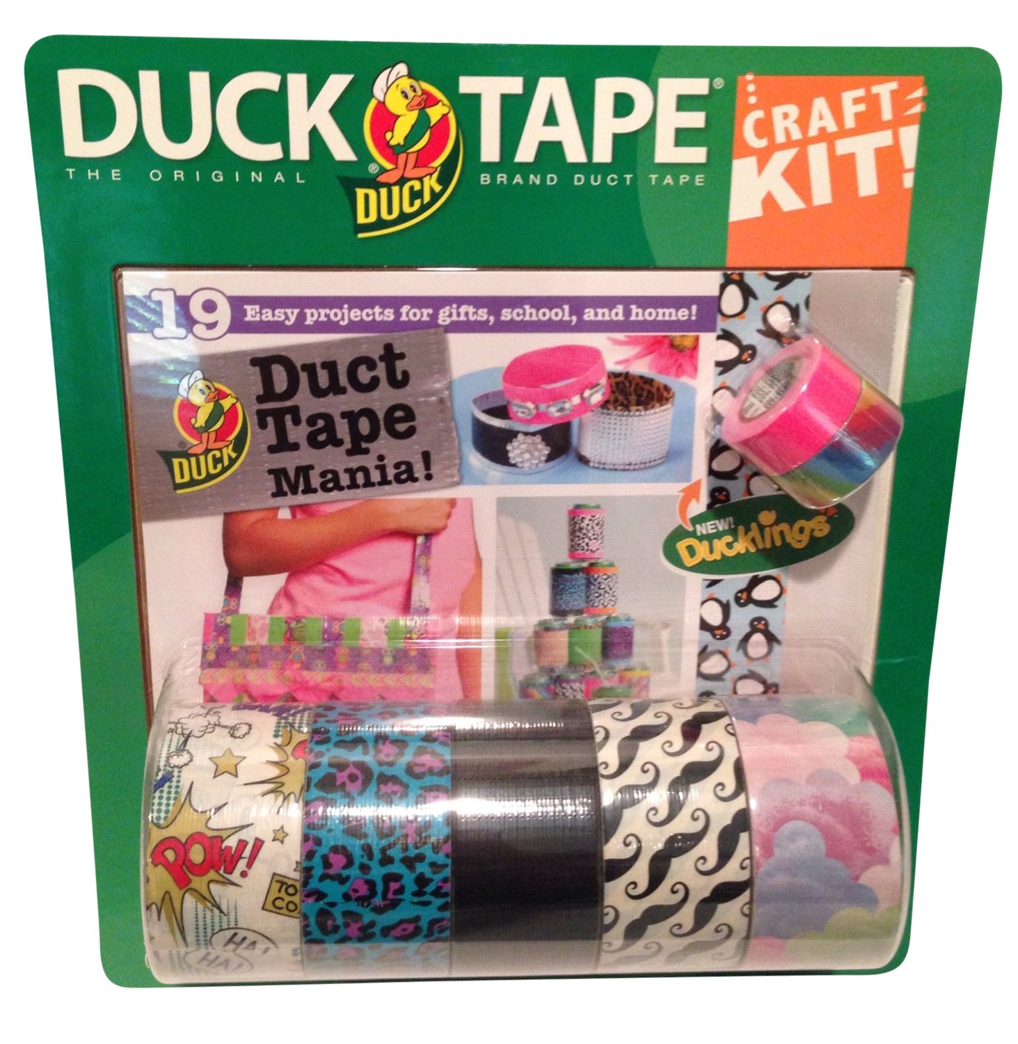 Duck Tape: 10 PC Craft Kit - 5 Rolls & 2 Sheets + 2 Ducklings & Book with 19 Projects
