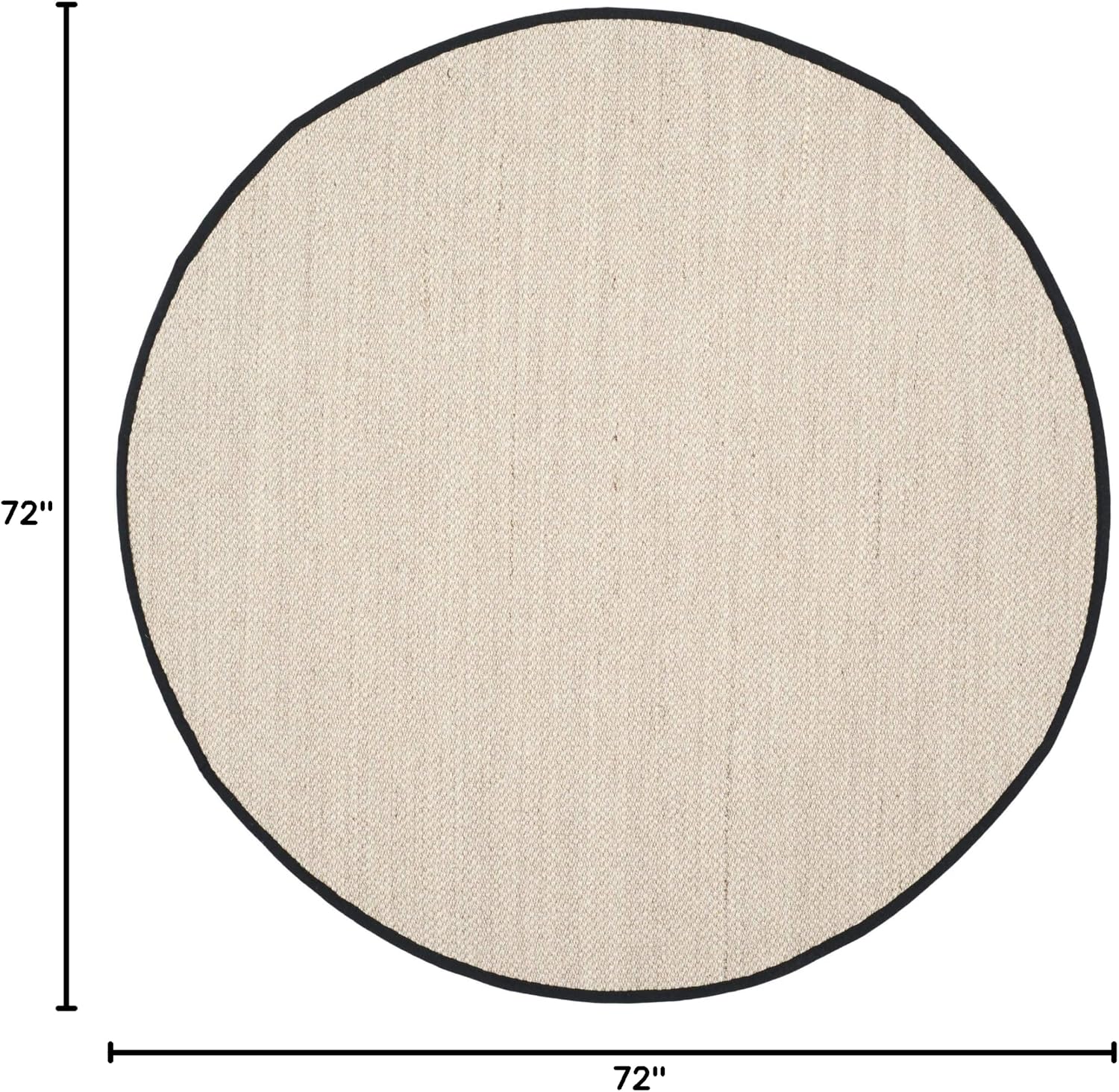 SAFAVIEH Area Rug 6' Round - Natural Fiber Collection - Marble & Black, Sisal, Woven Design with Border (NF143A)