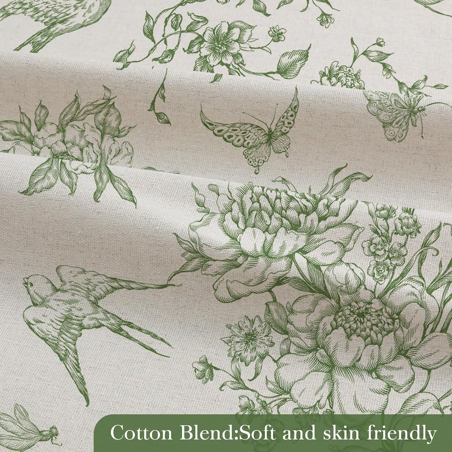 MitoVilla Green Cotton Boho Swallow Shower Curtains, 72 x 72
