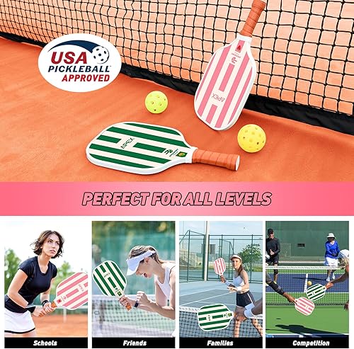 Miniatura 7 de Pickleball Paddles Set of 24, USAPA Approved Lightweight Fiberglass Pickleball Set with 4 Pickleballs, 1 Pickleball Sling Bag, Pickleball Gifts for