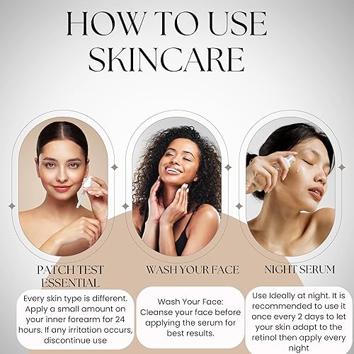 Miniatura 8 de Retinol Night Serum Complex - Suero facial antienvejecimiento que reafirma el ácido hialurónico para rostro y cuello, niacinamida, colágeno, C y E,