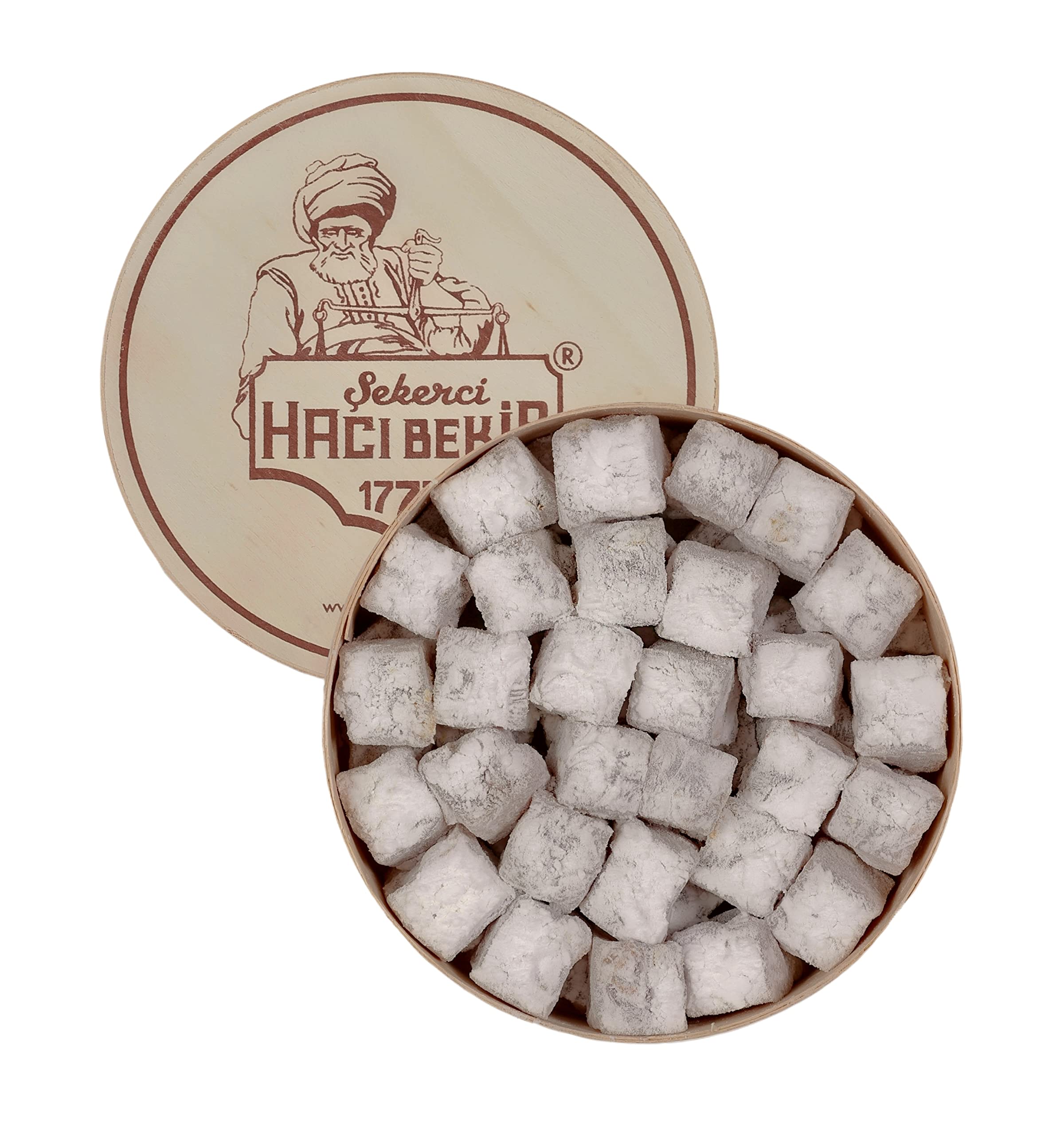 Haci Bekir 1777 | Original Turkish Delights Extra Pistachio | Round Wooden Box | 250gr