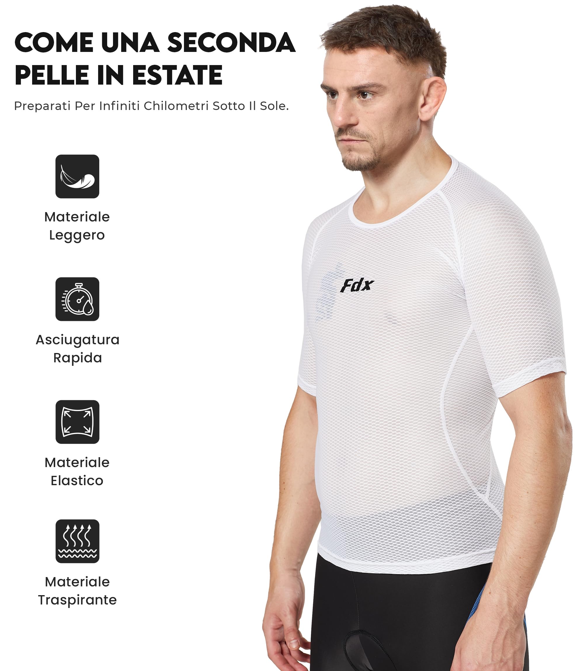 FDX Maglia intima da ciclismo estiva da uomo, in tessuto a rete, ultraleggera, traspirante, anti-odore, per corsa, palestra, allenamento, escursionismo