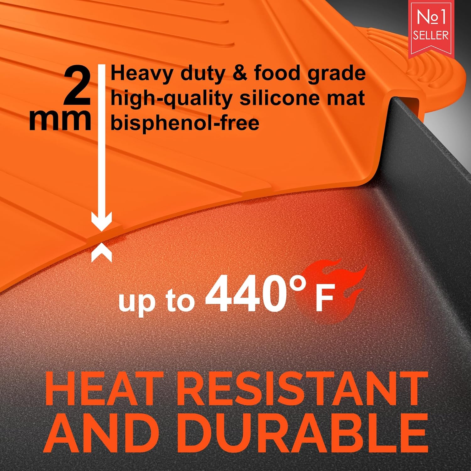 ⭐ UPGRADED 36" Silicone Griddle Mat Cover for Blackstone Grill - 36 Inch Full-Edge Protective Cover - Heavy Duty Food Grade Grill Buddy Mat - All Season Blackstone Griddle Accessories - ORANGE [2024]