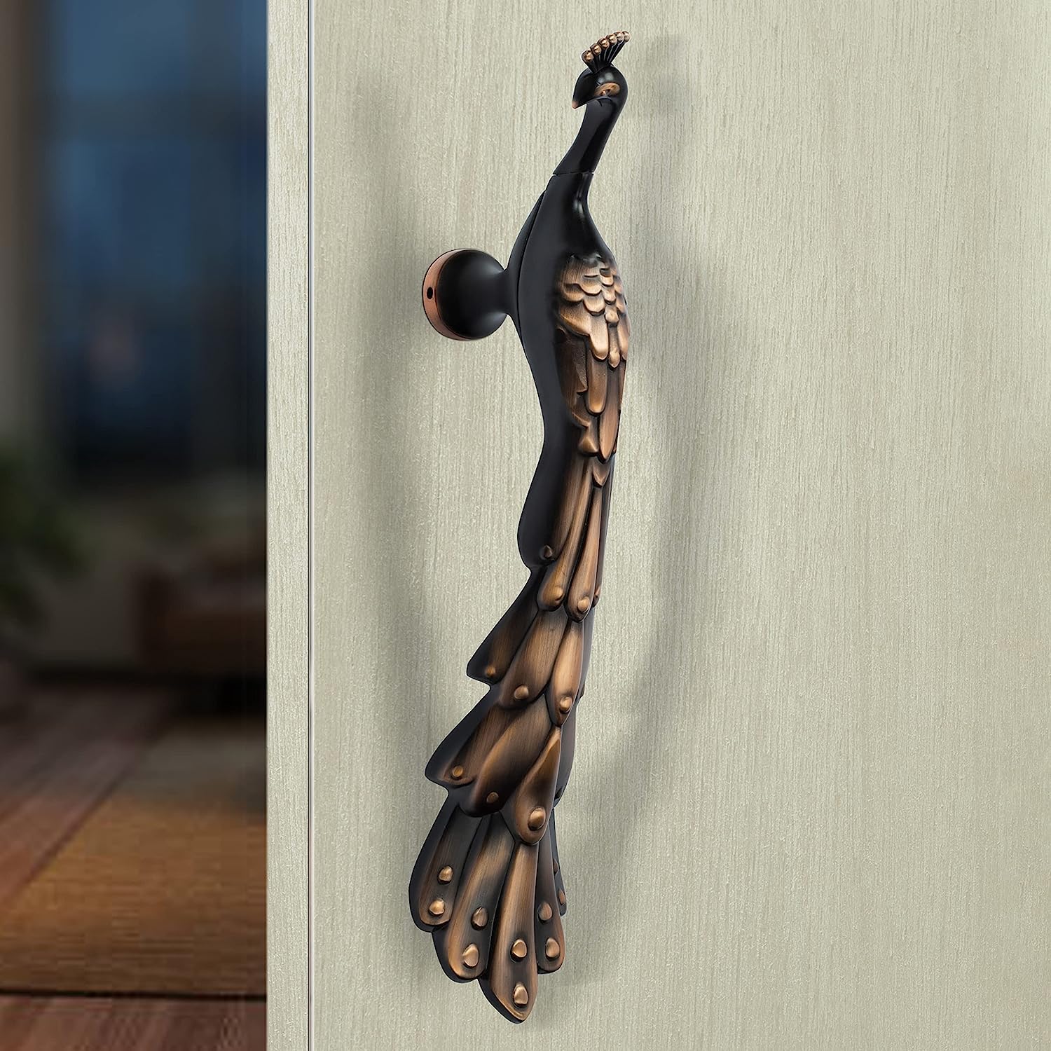 Plantex Peacock Door Handle For Main Door/16-Inches Main Door Handle/Push Handle For Glass/Wooden Door Of Home/Hotel/Office - Pack Of 1 (Rich Copper Antique) — Amazon image 3