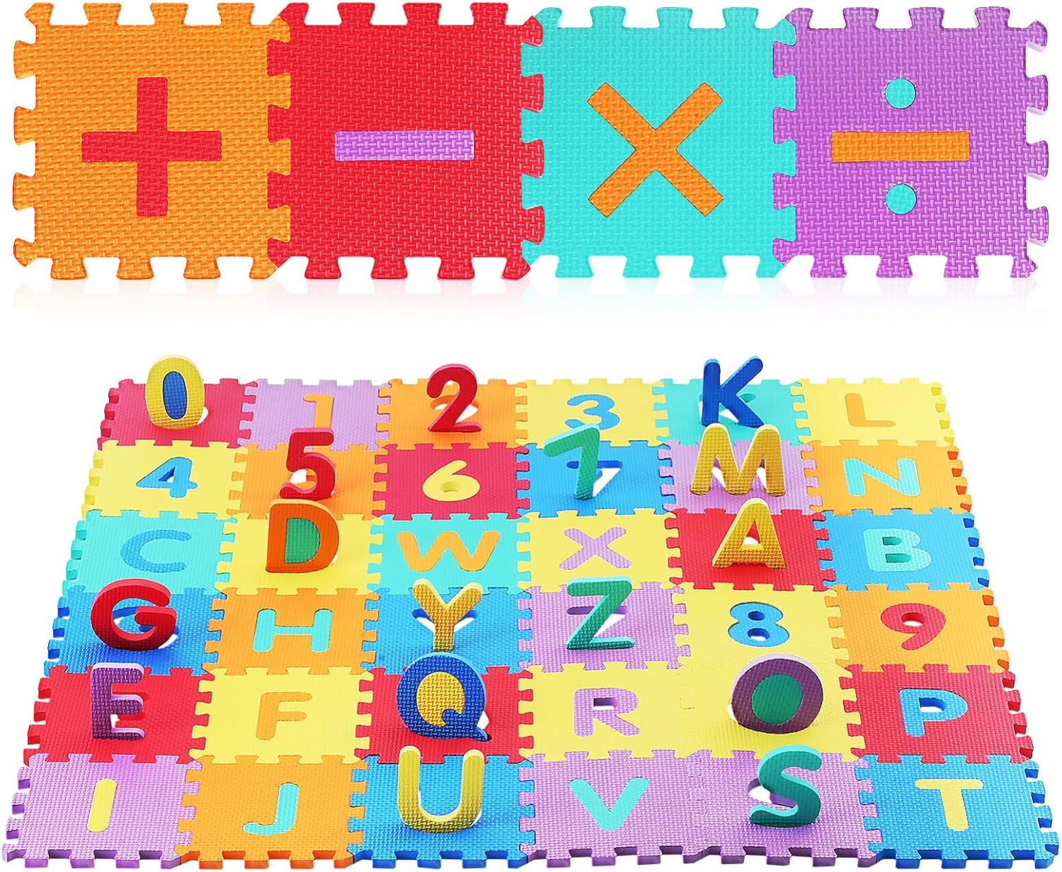 Toyvian 40pcs ABC Foam Mat Number Alphabet Puzzle Floor Mat Baby Puzzle Playmat