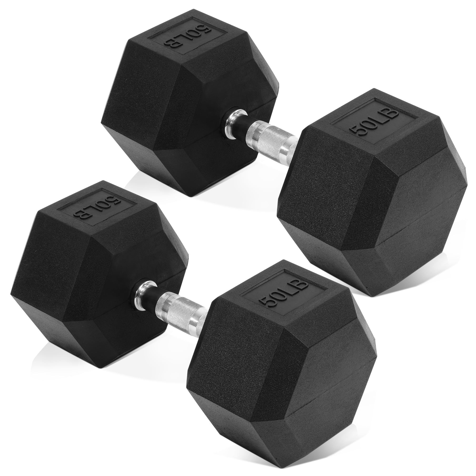 Hex Dumbbell Rubber Coated Hand Weight for Exercises and Fitness, single