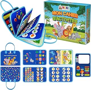 Nene Busy Board Montessori – Jouet éducatif 2 à 6 Ans garçon Fille – Planche d’activités sensorielle sans écran – Lettres, Chiffres, Formes, Couleurs – Motricité Fine – Idée Cadeau Enfant