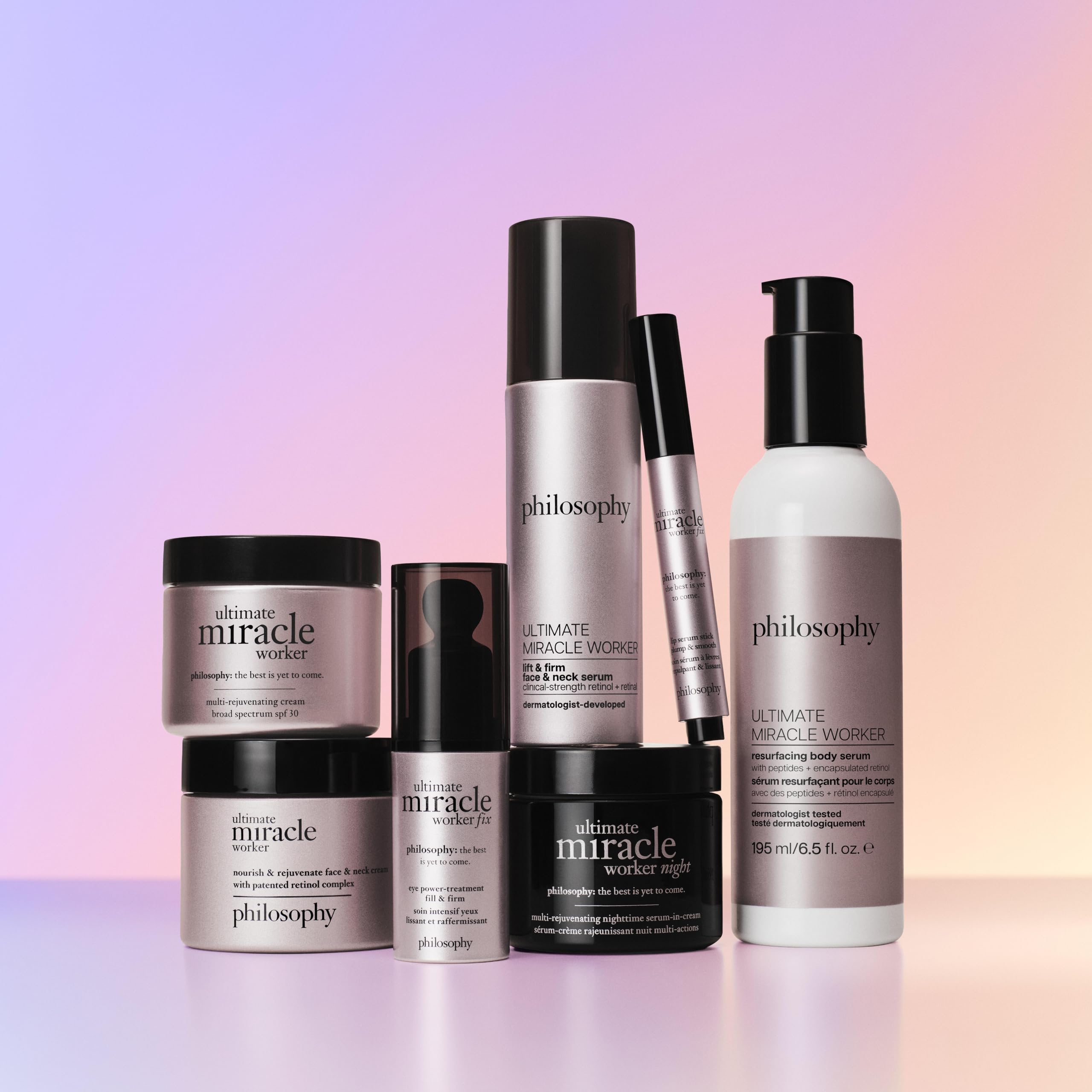 philosophy ultimate miracle worker lift & firm face & neck serum – with encapsulated retinol & retinal ­– anti-aging serum ­– peptide complex – for all skin types